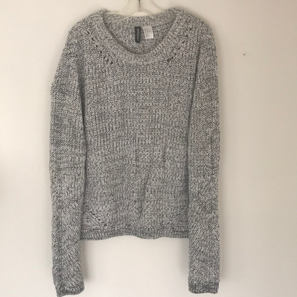 H&M Black & White Marled Crewneck Sweater - Picture 3 of 6